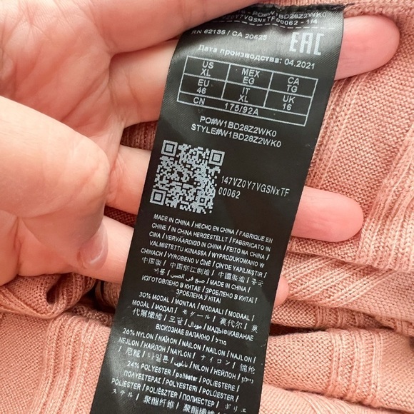 NWT GUESS Emili Pink Ribbed Comfy Palazzo Sweater Jumpsuit XL - Picture 7 of 7